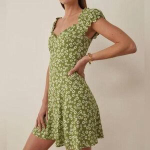 Reformation Green Floral Mini Dress